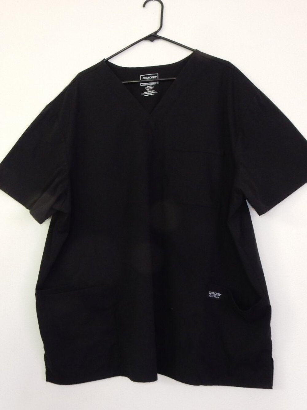 Cherokee mens 3xl black scrub top WW695 v neck ultra soft 2 way stretch EUC!!!